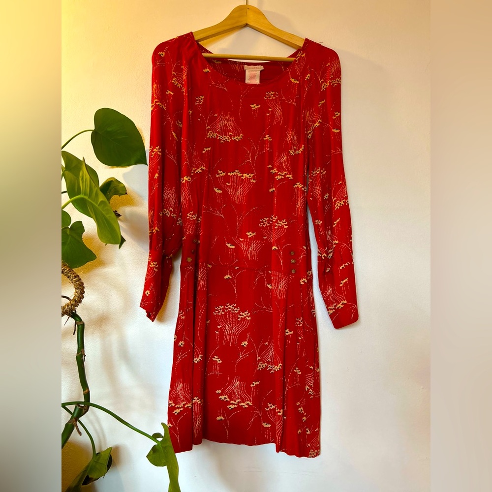 Red Dropped-Waist Short Collette Dress